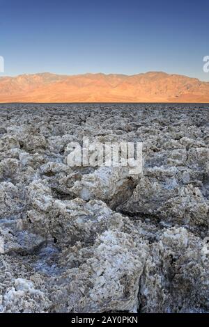 Sunrise at Devil`s Golf Course, Death Valley National Park, Stock Photo